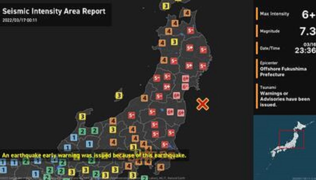 Stromausfälle treffen Tokio, nachdem das starke M7.3-Erdbeben Fukushima heimgesucht hat