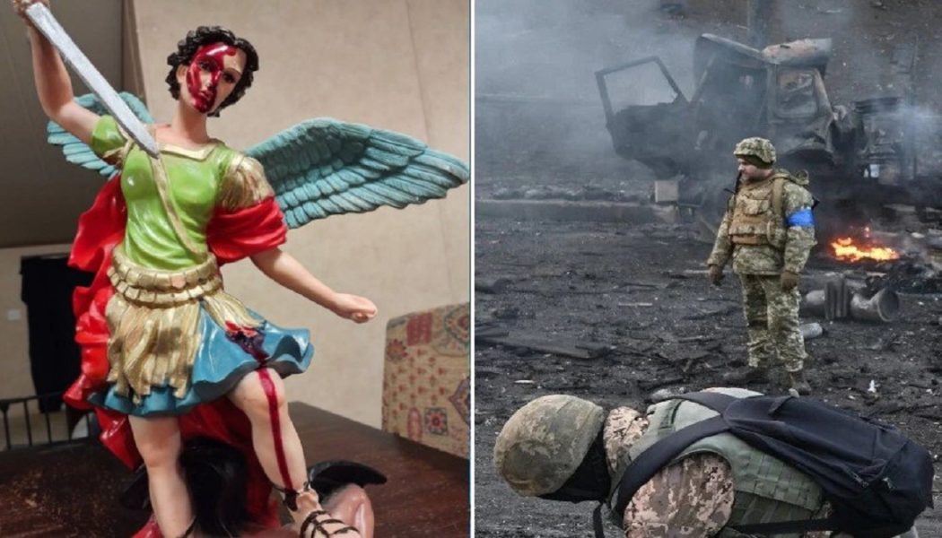 Die St.-Michael-Statue Begann Vor Dem Russischen Angriff Auf Die Ukraine Zu Bluten