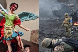 Die St.-Michael-Statue Begann Vor Dem Russischen Angriff Auf Die Ukraine Zu Bluten